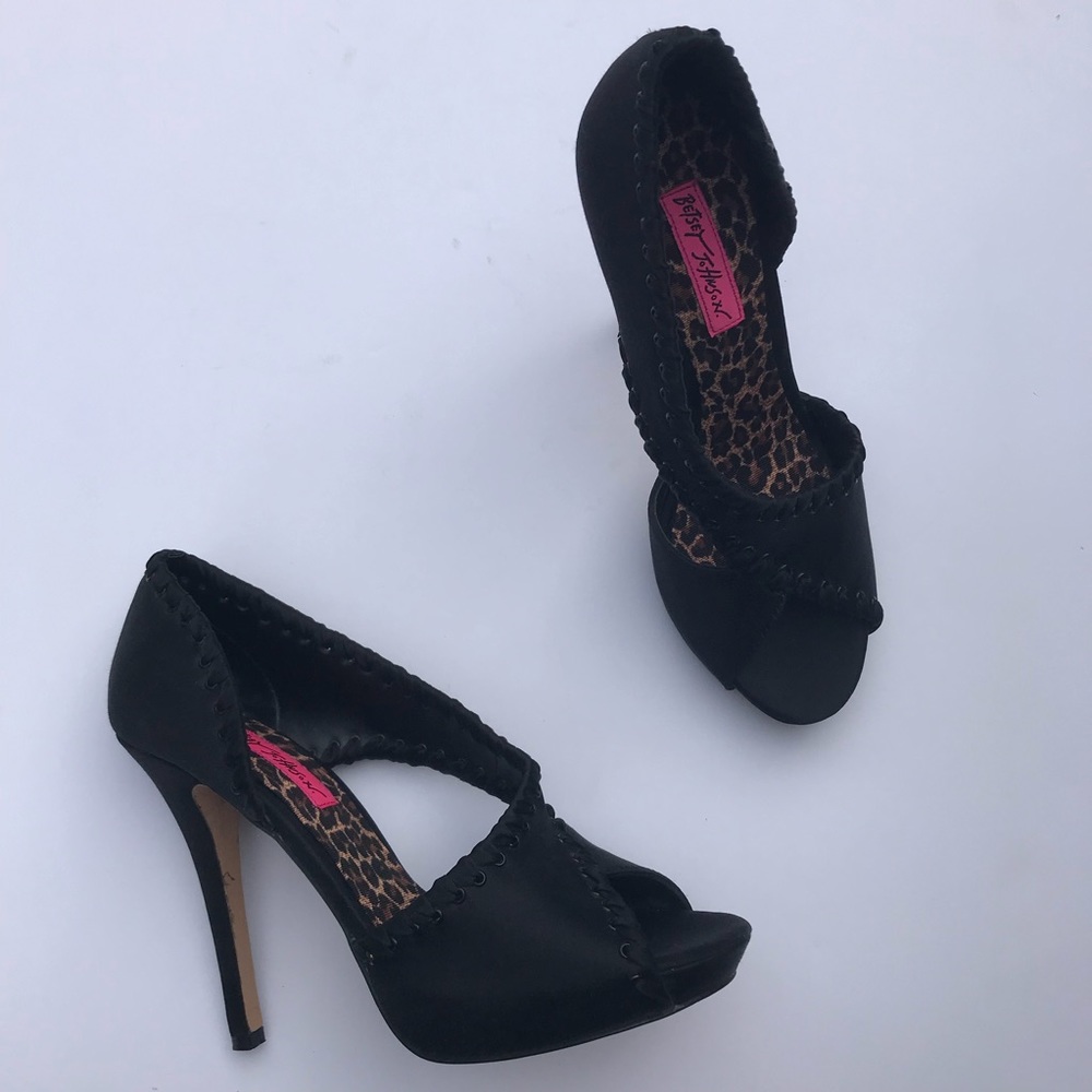 Betsey Johnson D’Orsay Stitched Satin Heels